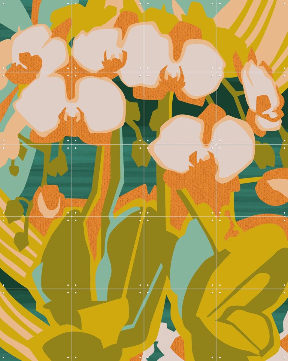 IXXI Orchids, Megan Gallagher - 80 x 100 cm - Gratis ophangtool - Grote wanddecoratie en posters - Illustraties, Digitale Kunst, Kleurrijk, Woonkamer