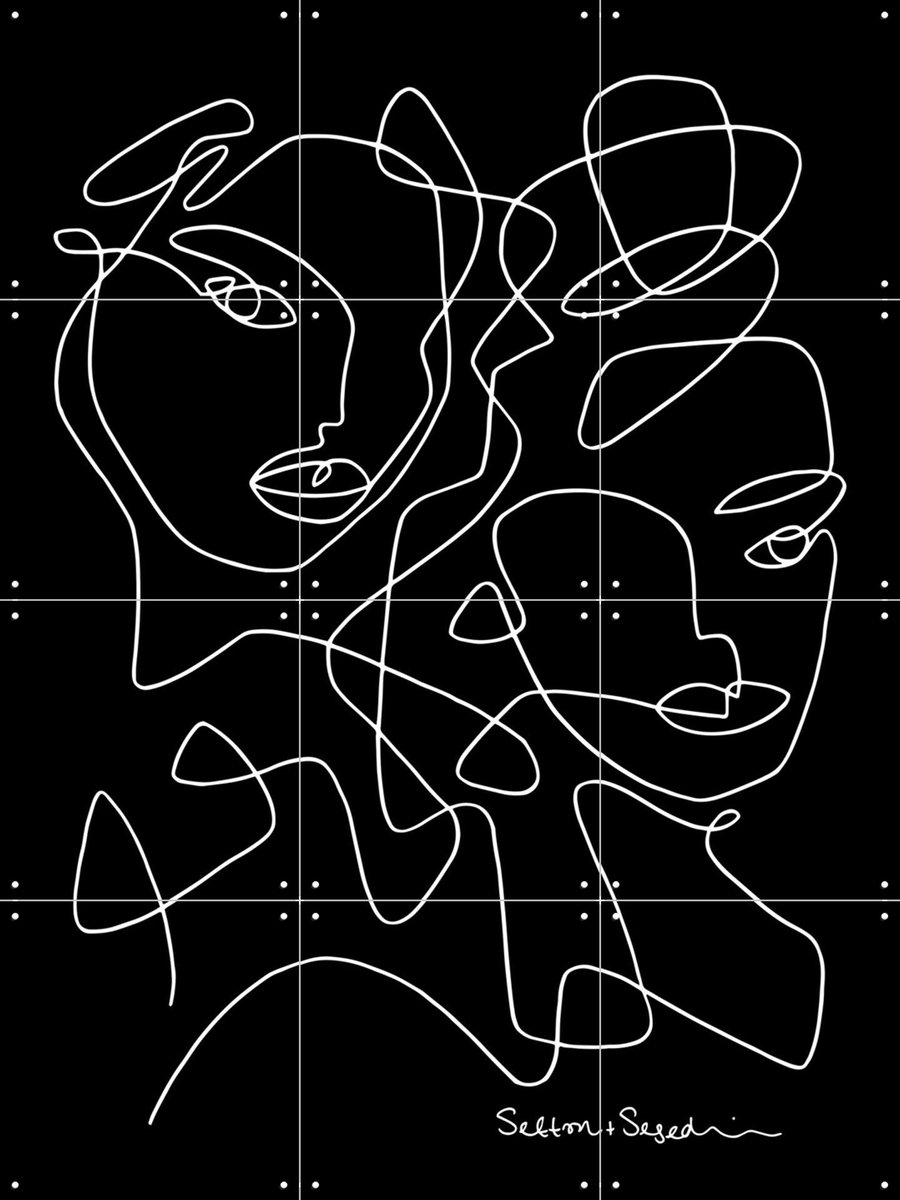 IXXI The Blossoming black, Sefton & Segedin - 60 x 80 cm - Gratis ophangtool - Grote wanddecoratie en posters - Line art, Illustraties, Grafisch