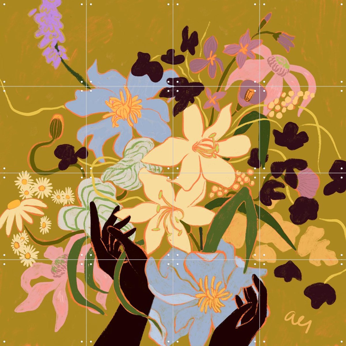 IXXI A Touch Of Nature, Arty Guava - 80 x 80 cm - Gratis ophangtool - Grote wanddecoratie en posters - Kleurrijk, Illustraties, Grafisch Ontwerp