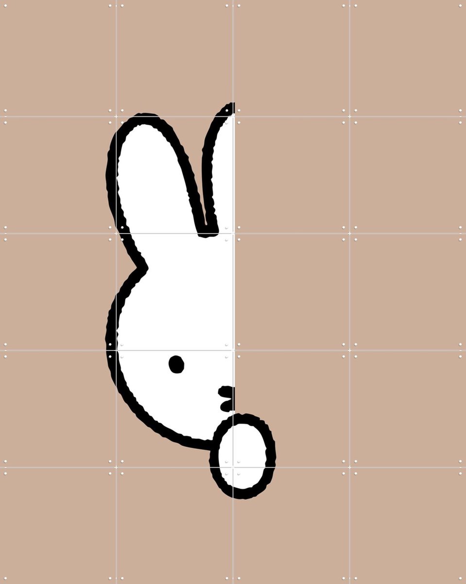IXXI Nijntje Verstoppertje Zand, Nijntje - 80 x 100 cm - Gratis ophangtool - Grote wanddecoratie en posters - Line art, Illustraties, Cartoonesk