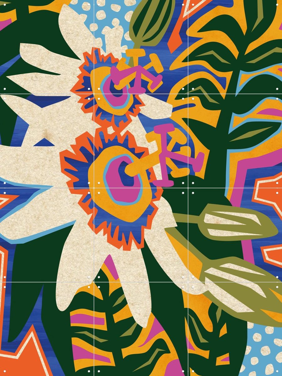 IXXI Passion Flower, Megan Gallagher - 60 x 80 cm - Gratis ophangtool - Grote wanddecoratie en posters - Digitale Kunst, Fantasierijk, Grafisch