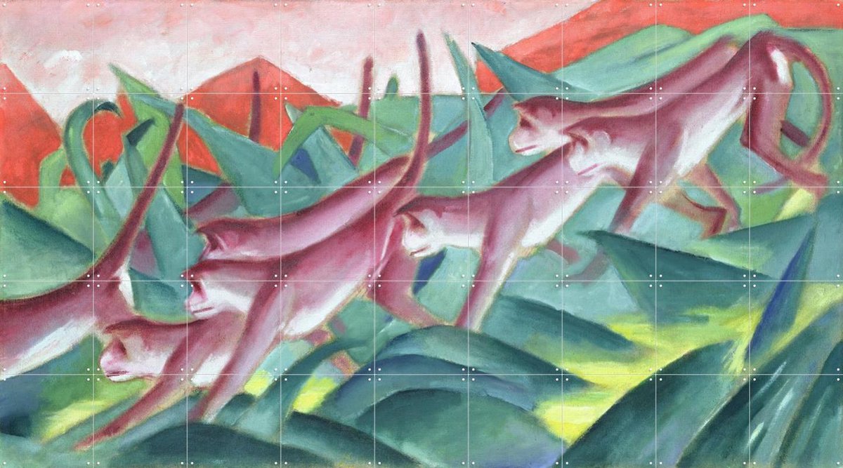 IXXI Monkey Frieze 1911, Franz Marc & Bridgeman Images - 180 x 100 cm - Gratis ophangtool - Grote wanddecoratie en posters - Klassiek, Kleurrijk