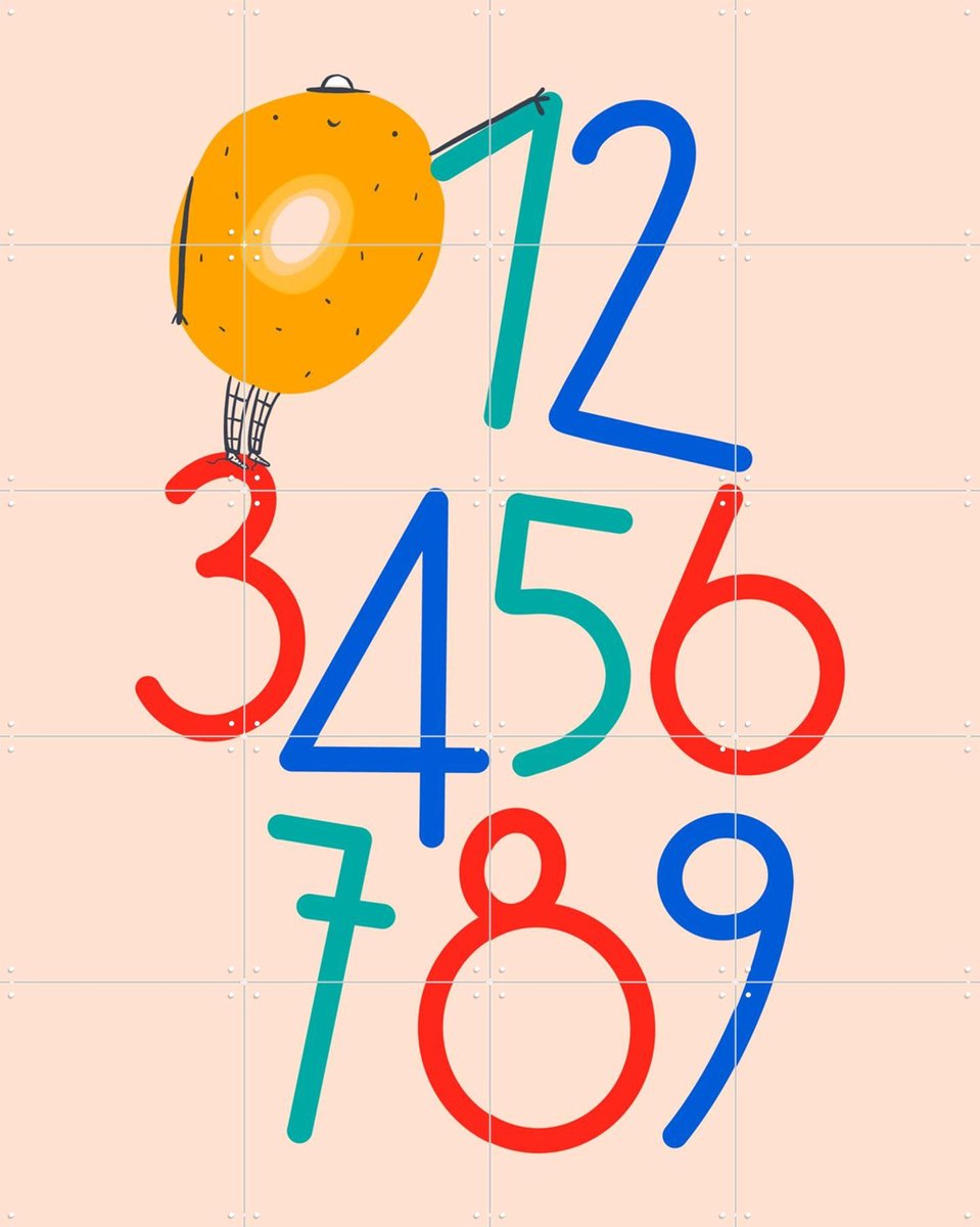 IXXI Tellen, Gozde - 80 x 100 cm - Gratis ophangtool - Grote wanddecoratie en posters Studeerkamer, Kinderkamer, Educatief