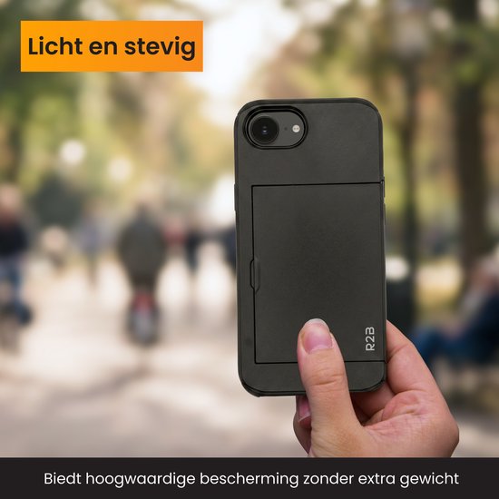 Coque de téléphone R2B noire, légère et robuste, offrant une protection élevée.