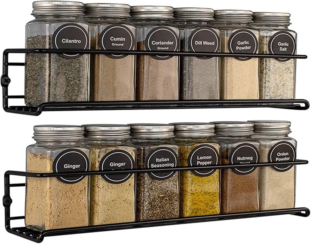 Keuken Kruidenrek Muurbevestiging Organizer 4-Pack Inclusief Montage Materiaal
