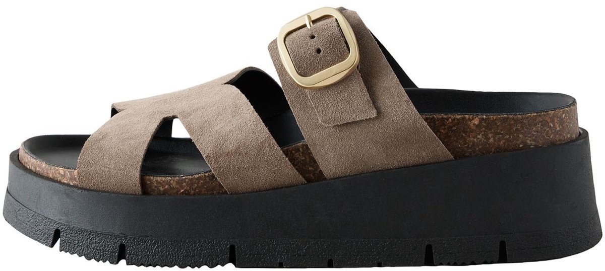 Next - Dames - Leren sandalen met gesp en bandjes - Crème