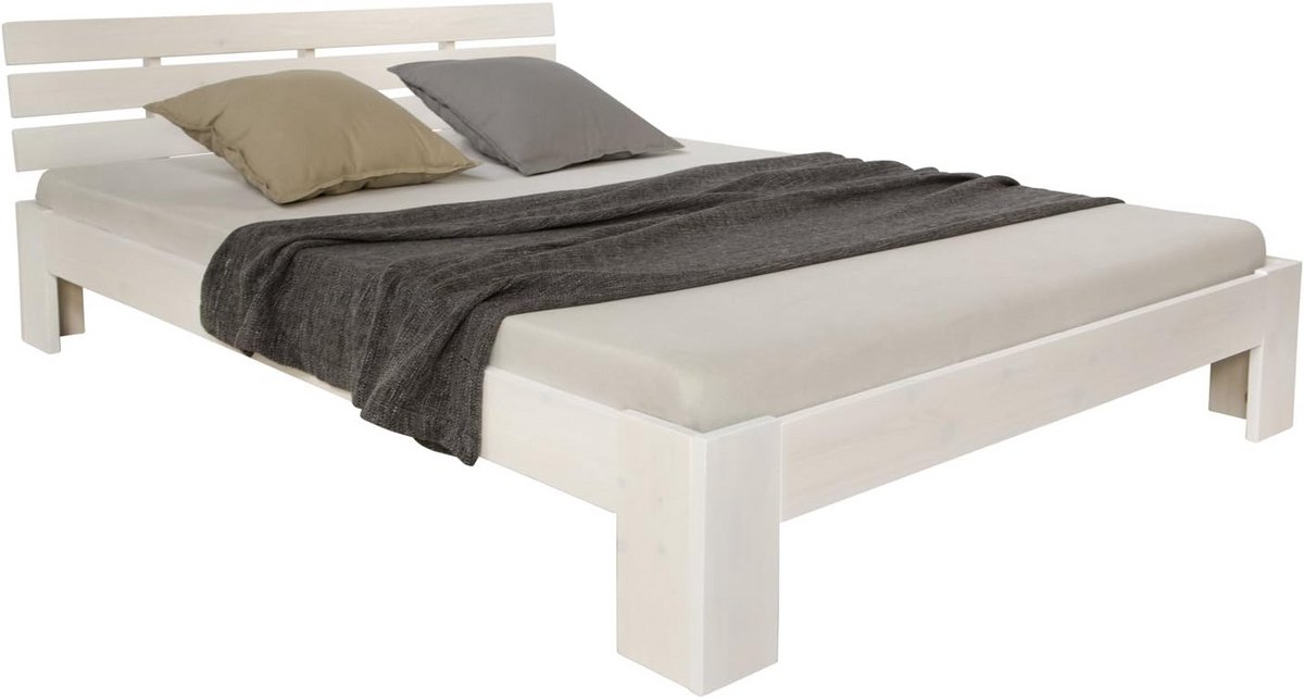 Massief Houten Bedframe 120x200 Wit Grenen Inclusief Lattenbodem - Modern Futonbed