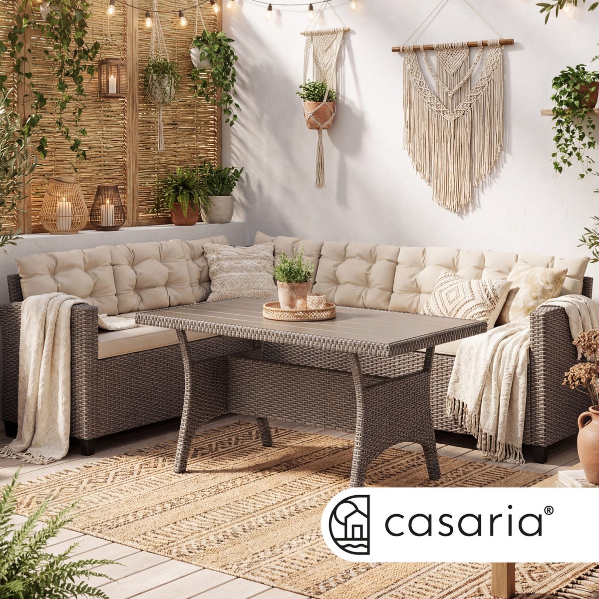 Casaria Polyrottan Loungeset - 6 Personen met WPC Tafel thumbnail 4