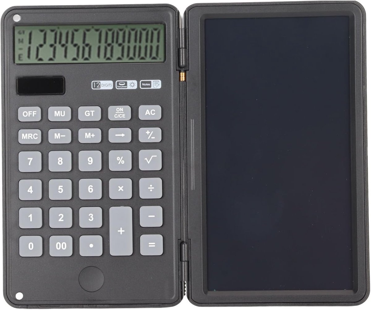 Rekenmachine met Kladblok en Groot LCD Display - 12 Cijfers, Dual Power