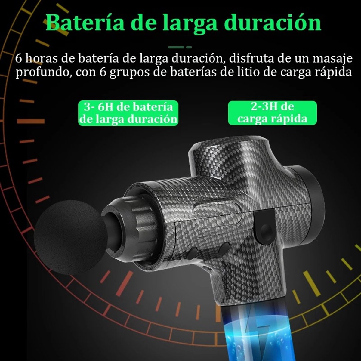 LUMÈ STORE Diepe Spiermassage Pistool - Elektrische Percussie Massager - Nek, Rug, Benen - Fitness Massage Tool - Zwart – foto 4