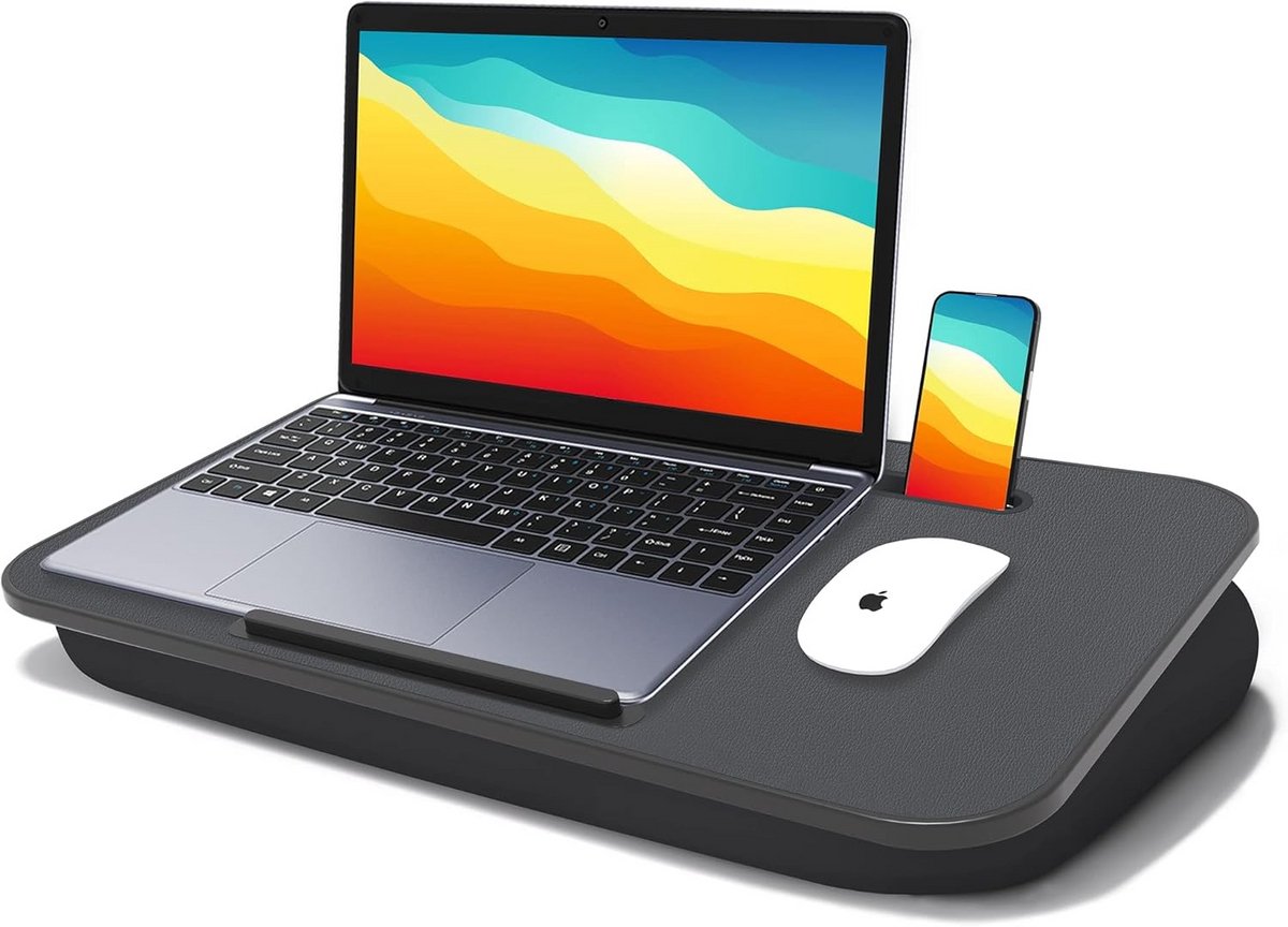 Verstelbaar Laptop Kussen Bureau met Opbergvak voor Bed en Bank - Geschikt tot 17 Inch