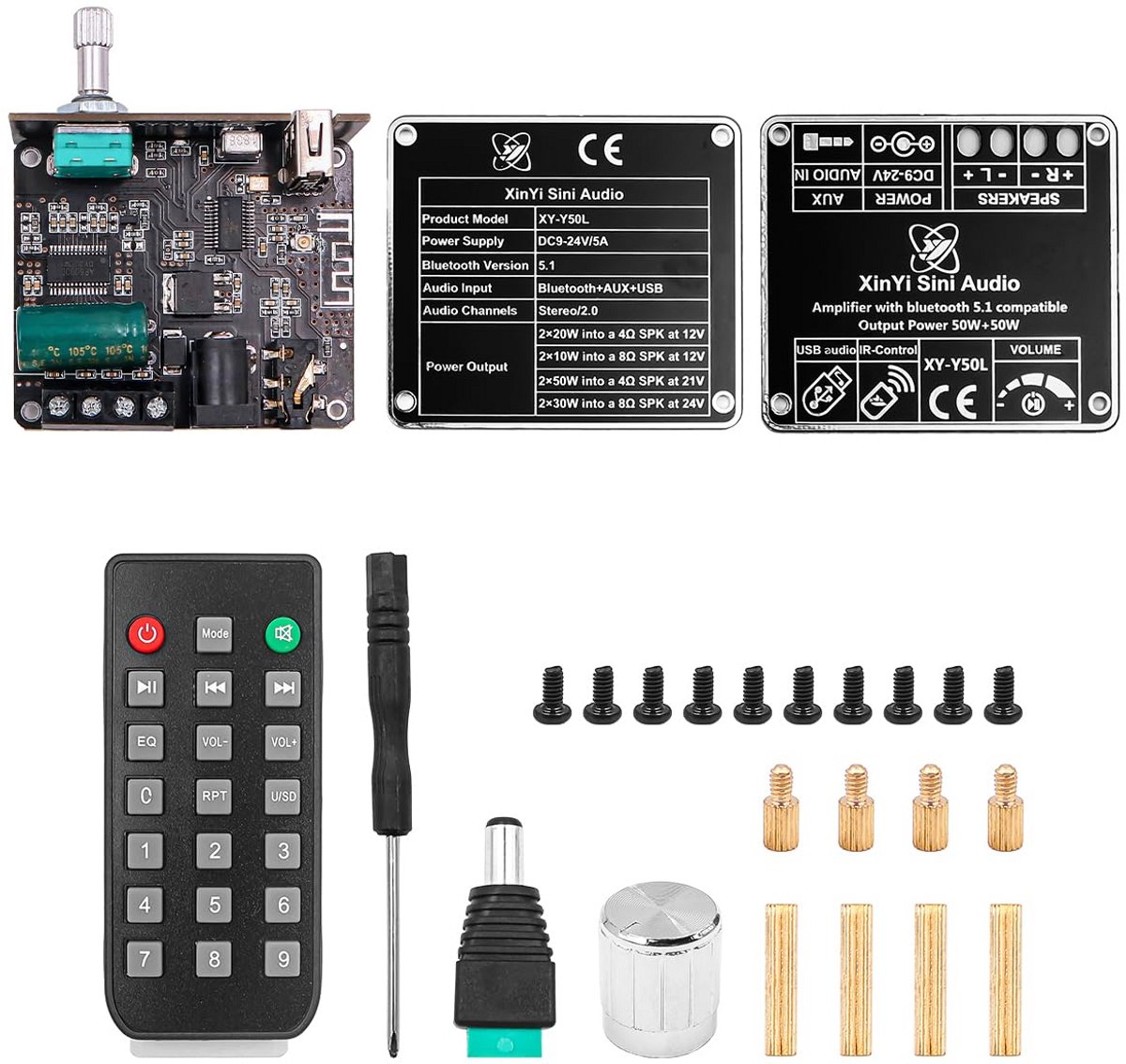 Krachtige 100W Stereo Bluetooth Versterker Module - HiFi Audio, AUX & USB-afspeler