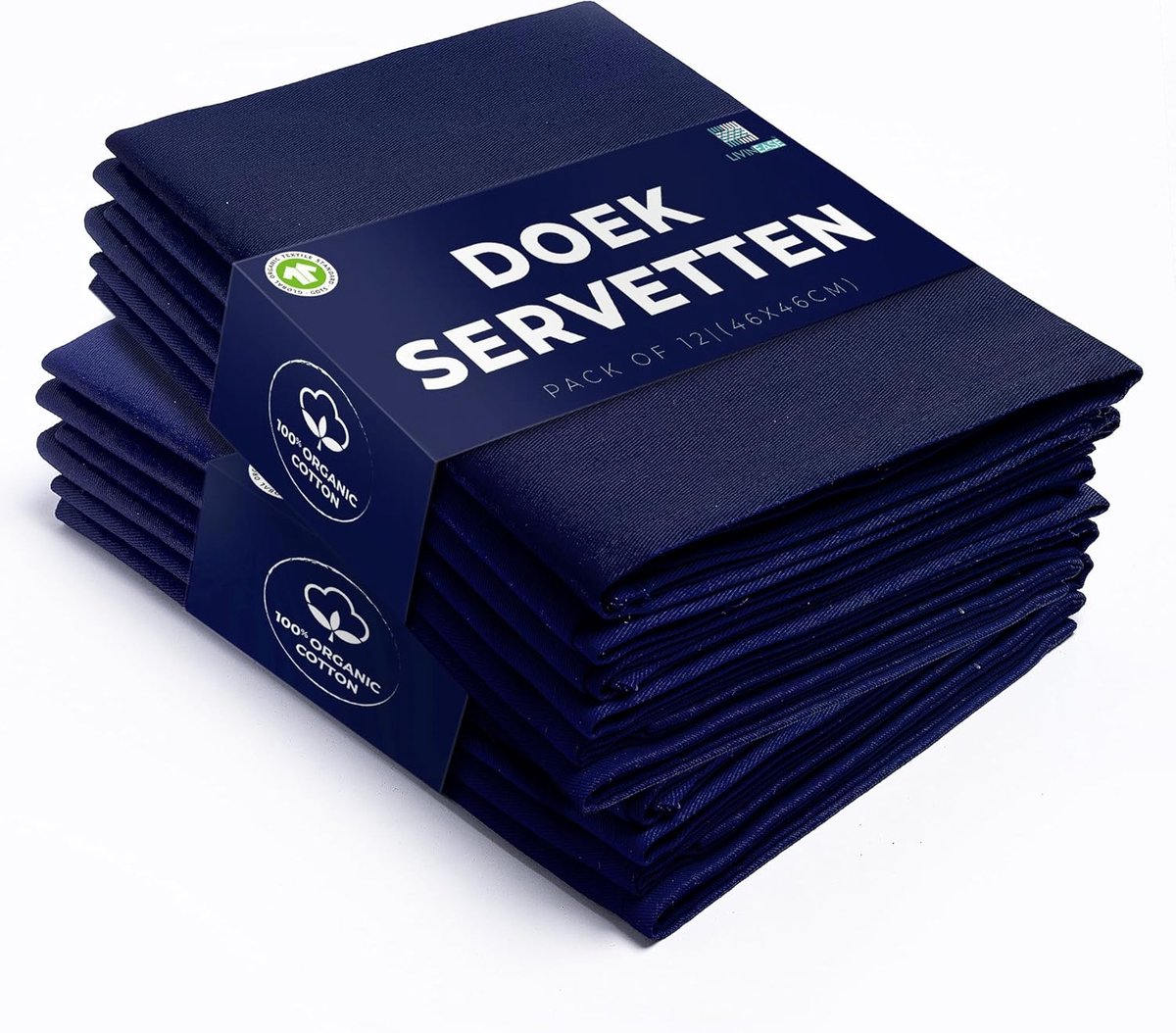 Set van 12 Katoenen Stoffen Servetten 45x45 cm Herbruikbaar Zwaar Hotelkwaliteit