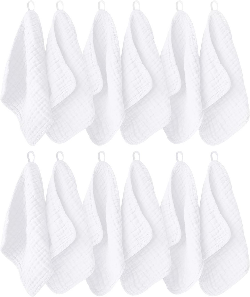 12 Stuks Hydrofiele Luiers - Zacht en Absorberend Washandje voor Baby's (30x30 cm)