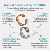 Aramat Jewels | Ringen | RVS Verstelbare Open Ring - Koffieboon Schakel - One Size | Zilverkleur | |10mm | Staal | Volwassenen | Verkleurd niet