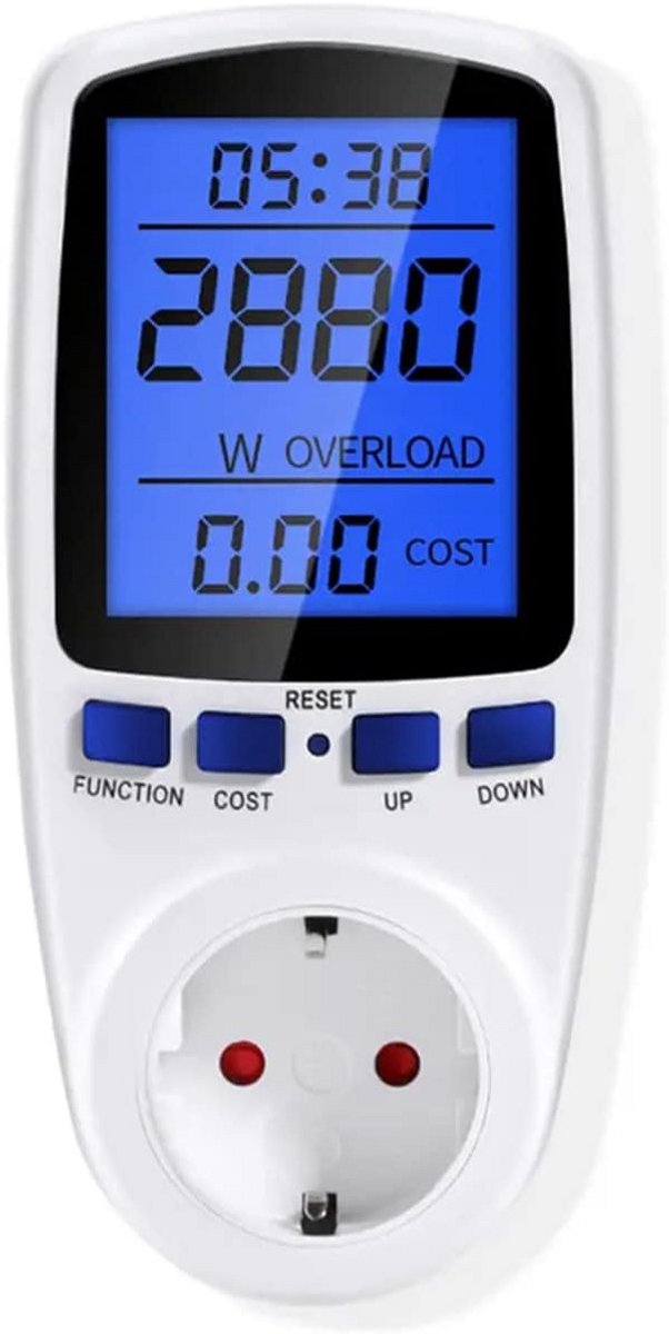 Stroomverbruikmeter met LCD Display voor Stopcontact en Balkoncentrale met Kostenberekening