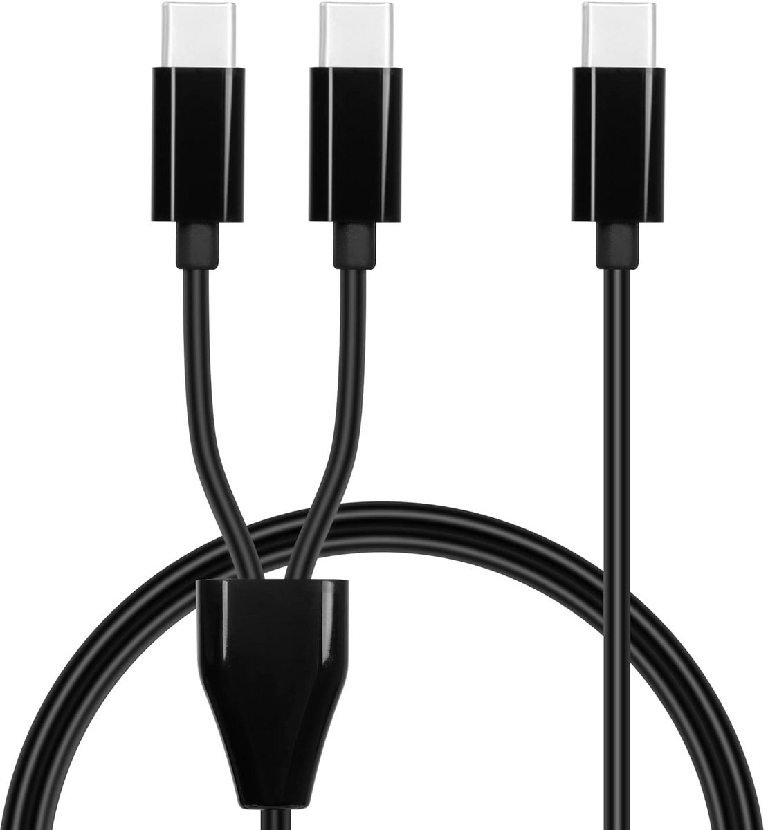 USB-C Splitter Kabel 2-in-1: Laad twee apparaten tegelijkertijd op - 1 Meter Zwart