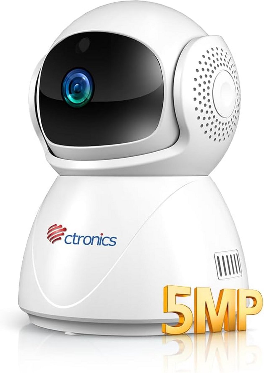 5MP WiFi Binnen Beveiligingscamera - PTZ Pan/Tilt, Nachtzicht & Bewegingsdetectie