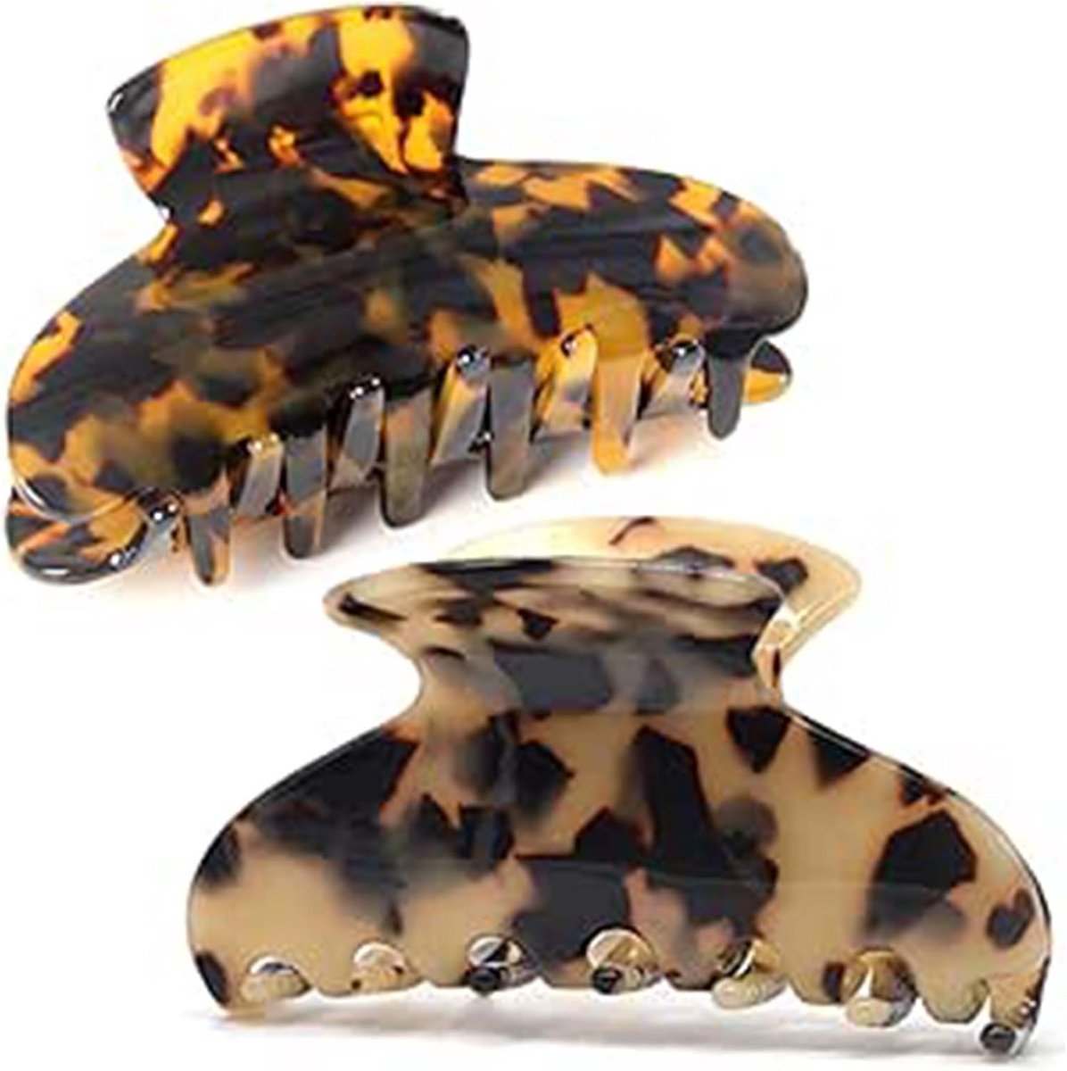 Grote Haarklauwclips voor Dik Haar - Sterke Klemmen in Schildpadpatroon (2 Stuks)