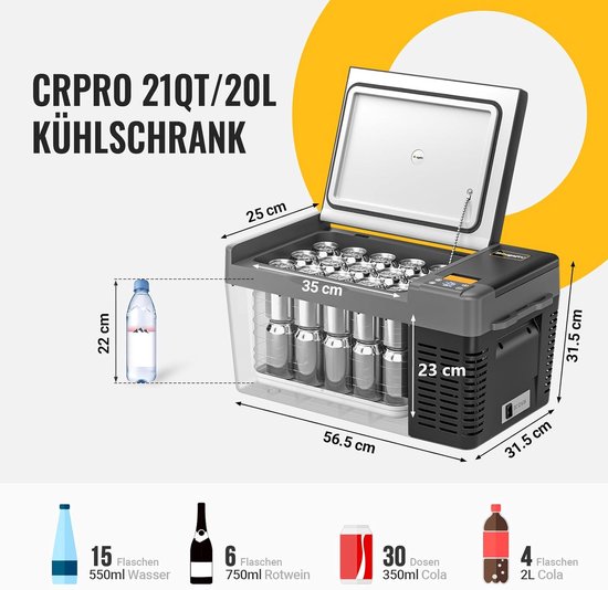 20L Draagbare Auto Koelbox Zwart met Opbergtas — afbeelding 5