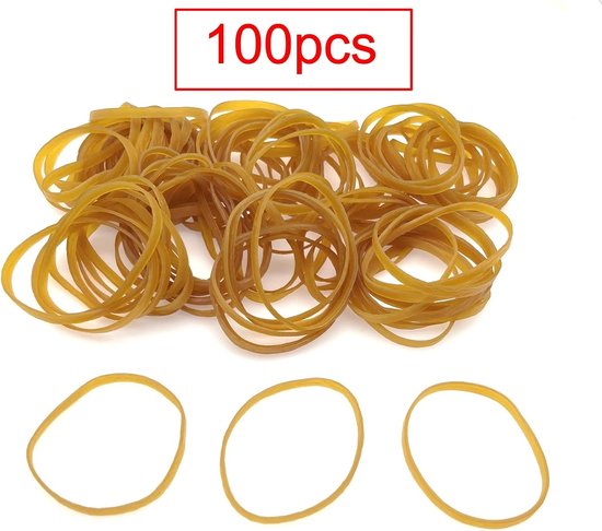 100 Stuks Grote Elastische Rubberen Banden – 100x5 Mm, Sterk En Rekbaar, Voor Thuis, School En Kantoor (geel)