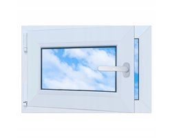 PVC-raam wit 60x40 LINKS 600x400 mm draai-kiepraam met dubbel glas