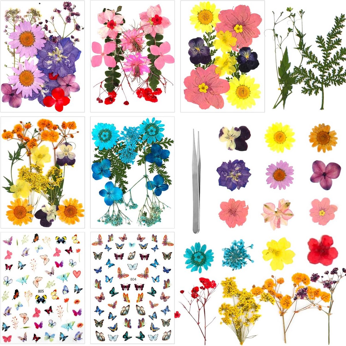 62 stuks Echte Gedroogde Bloemen en Bladeren voor Knutselen en Decoratie