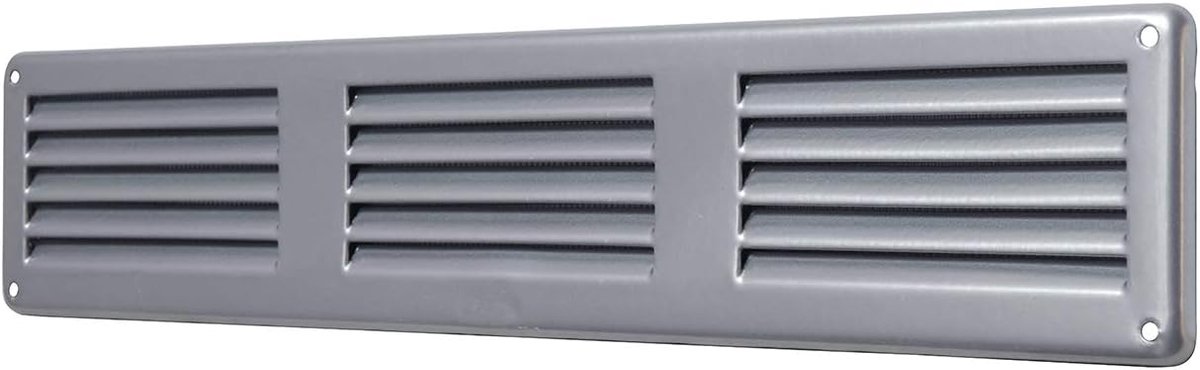 Rechthoekig ventilatierooster met insectennet Grijs Gelakt 300x60mm