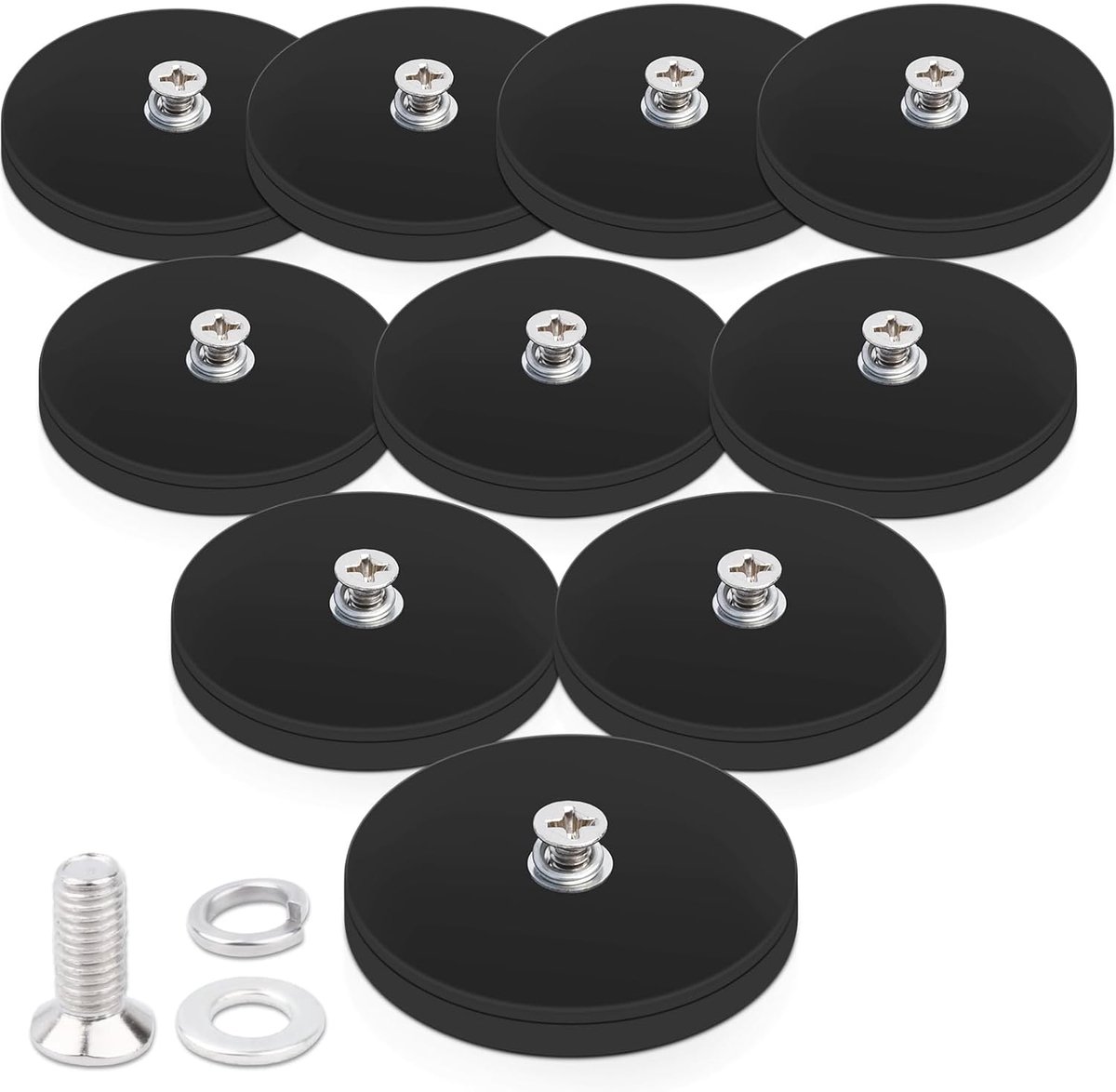 10x Sterke M4 Schroefmagneten met Rubberen Coating, 43 mm Trekkracht 15 kg