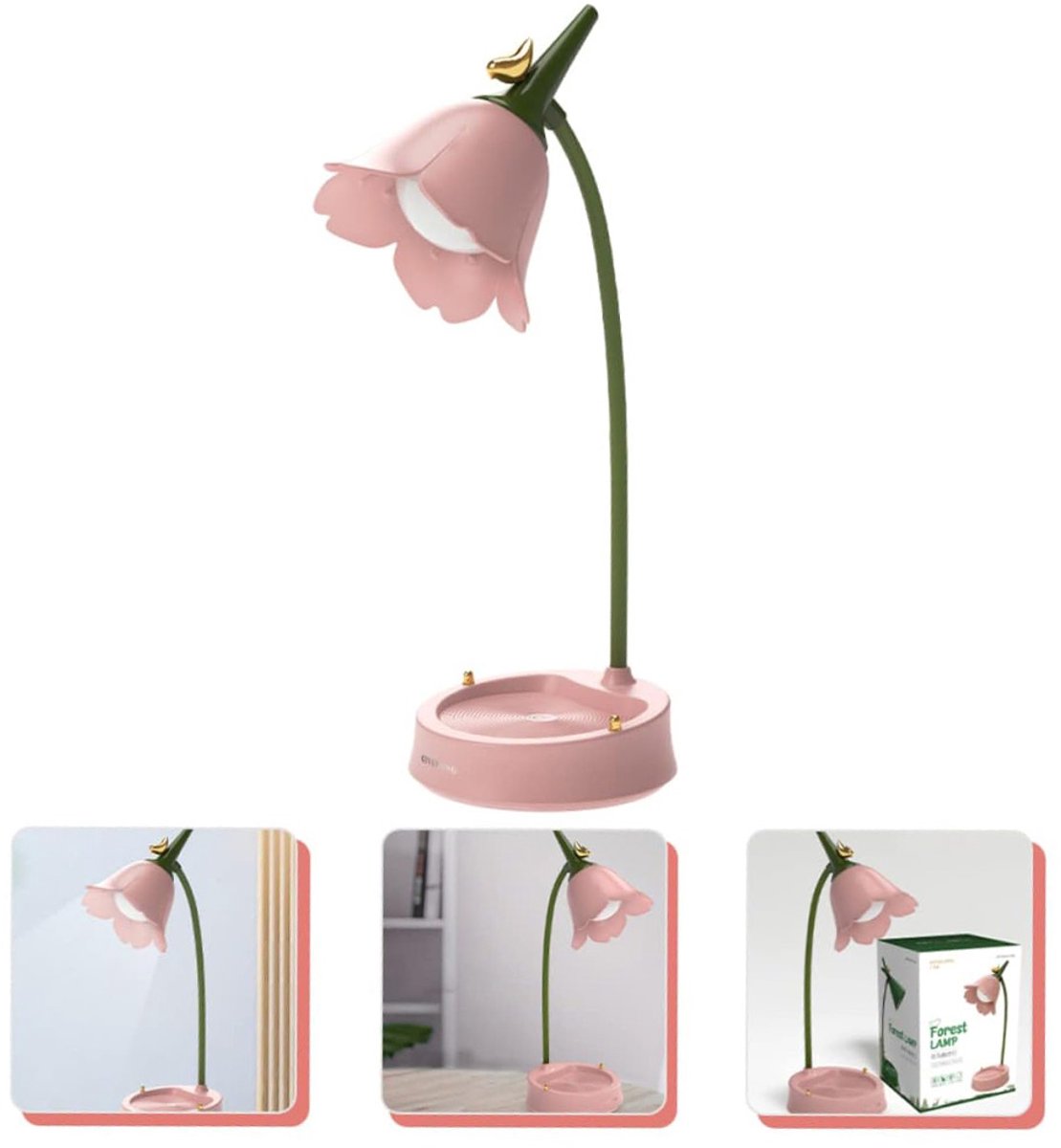 Tafellamp - Kinderbureaulamp - Dimbare Led-Tafellamp met 3 Kleurtemperaturen - Oplaadbare Batterijlamp met Aanraaksensor en Flexibele Arm - Draadloze Led-Tafellamp Om Te Lezen en Te Leren - Roze thumbnail 6