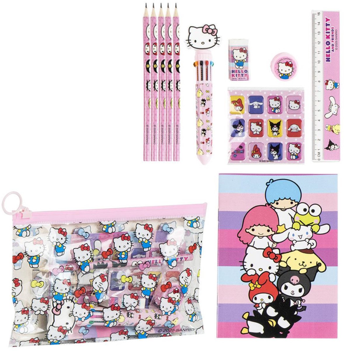 Hello Kitty Friends Roze schrijfwarenset