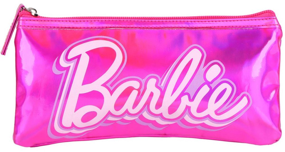 Barbie Etui voor kinderen - Pennenetui voor meisjes - Tekenetui met Parelmoer glans - Iriserende etui - 22 x 11 cm - Glimmend - Roze