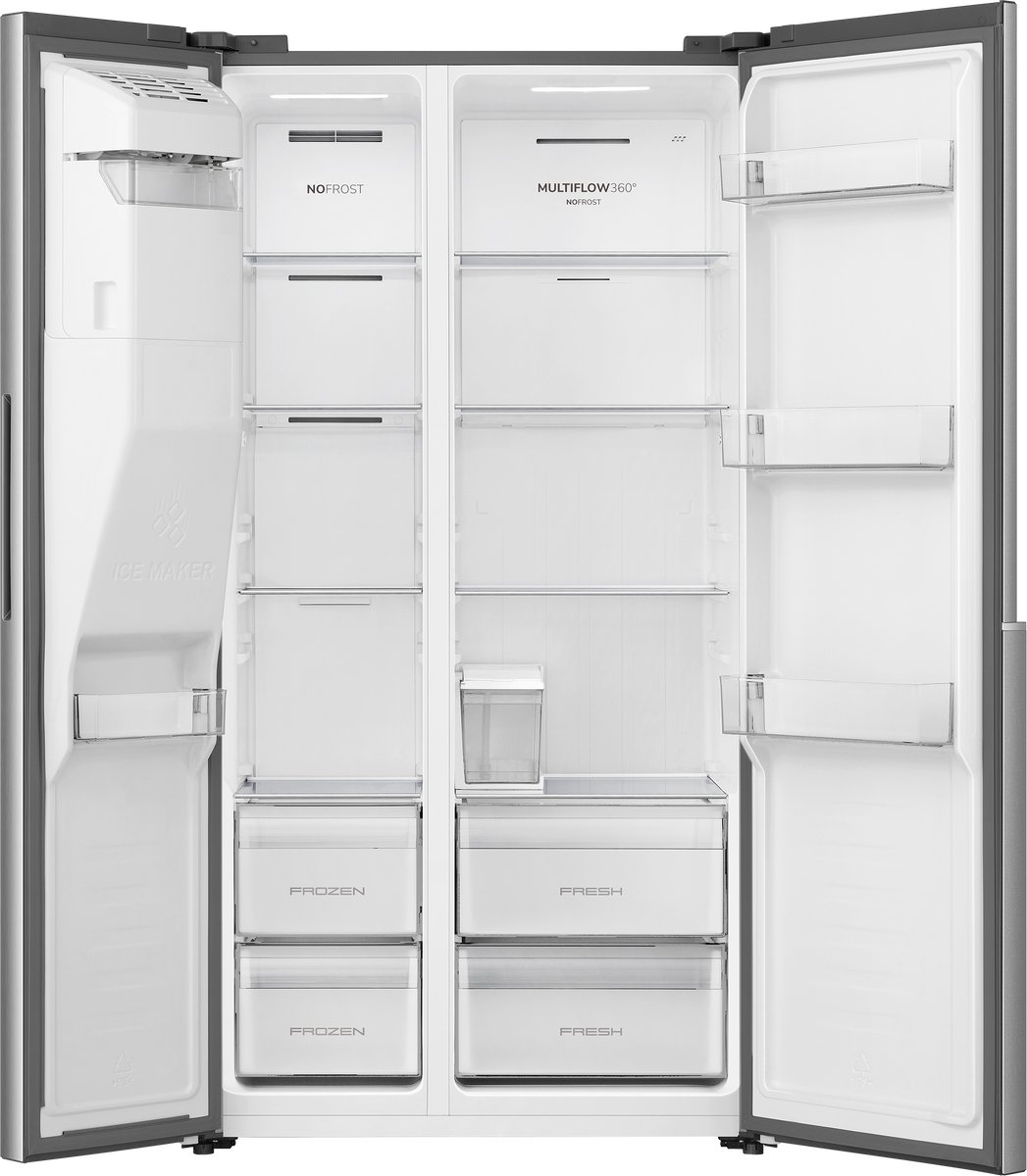 ETNA AKV5178IRVS - Amerikaanse koelkast - No-Frost - 178 cm hoog - 528 liter - Energielabel E - Invriesvermogen 10 kg/24u - Geluidsniveau 40 dB - LED Display - IJs- en waterdispenser - SuperCool - FastFreeze - Deuralarm - Multi Airflow – EnergySaving — afbeelding 3
