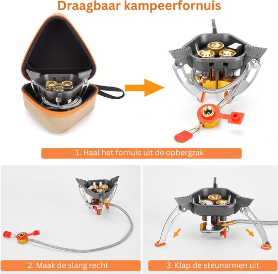 CLVP® Wokbrander - Kookbrander - Wok Brander - Met Slang en Regelaar - Propaan/Gas - Voor Buiten - Camping Kooktoestel Wind Proof –Grijs van Merkloos — afbeelding 2