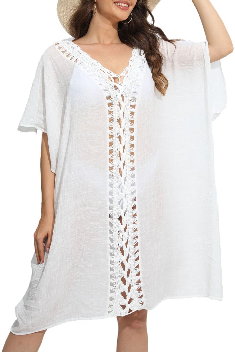 Dames Strandkleid - V-Ausschnitt Bikini Cover-Up - 100% Polyester