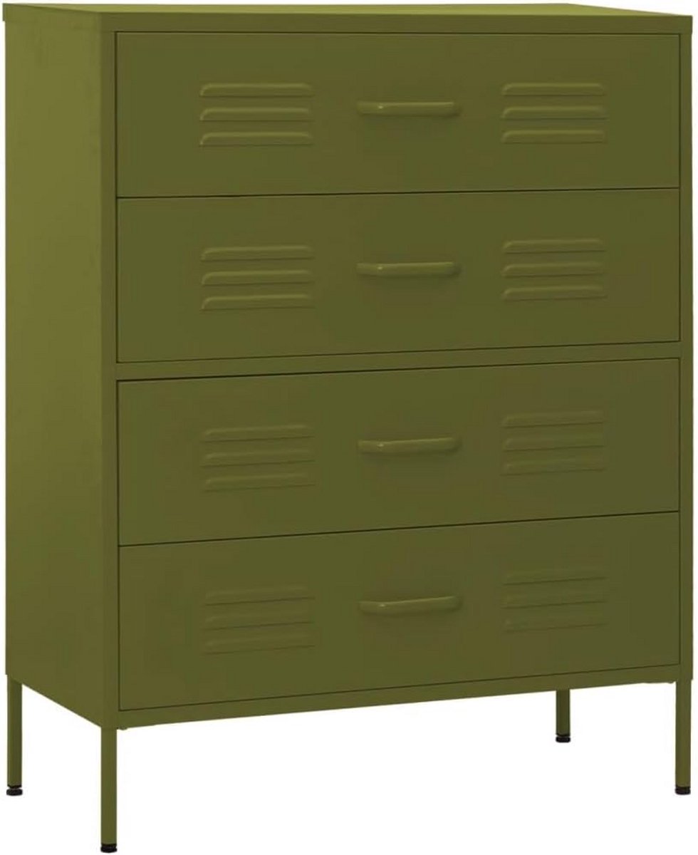 Ladekast met 4 Lades Metaal Groen 80x35x101.6 cm