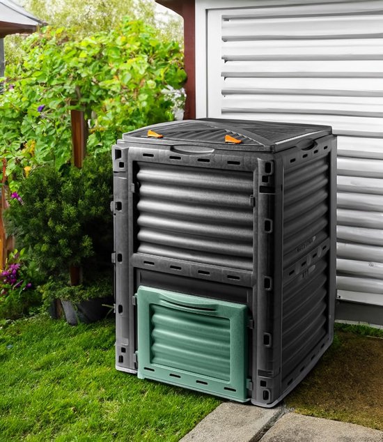 Grote Compostbak van Kunststof voor Tuin - 300 Liter Zwart | bol