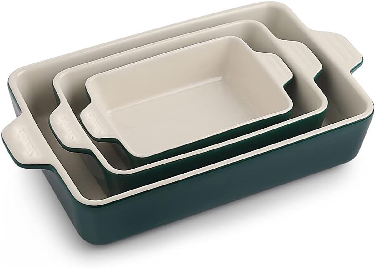 Ovenschaal Set Keramiek Rechthoekig voor Lasagne en Casseroles - Hittebestendig