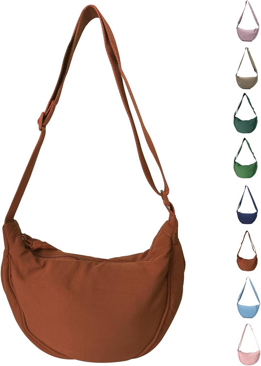 Nylon Halve Maan Schoudertas Dames - Crossbody Hobo Dumpling Tas met Verstelbare Riem