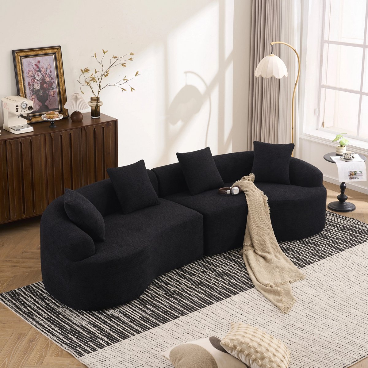 STILVORA Sofa 275 Cm - Modulair Gebogen Design - Voor Woonkamer En Appartement - Chenille