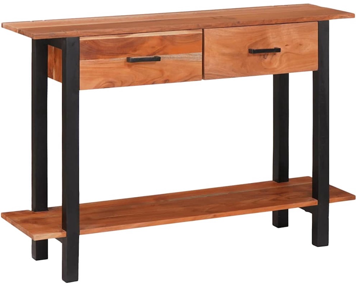 vidaXL Wandtafel - met - lade - met - plank - Bruin - en - Zwart - 110 - x - 30 - x - 75 - cm Bruin en zwart
