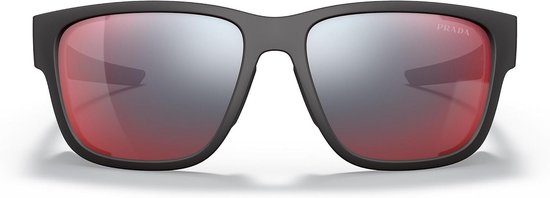 Heren Zonnebril Zwart Rubber Blauw Rood Glazen 59/17/130 - Modern Design — afbeelding 5