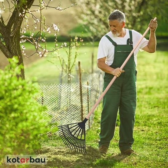 KOTARBAU® Bladhark, Tuinhark van Kunststof, 44 cm, Zwart, met Steel, Gazonhark, Waaierbezem, Lichtgewicht Hark, Stevige Hark van Merkloos	 — afbeelding 2