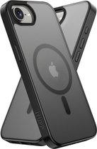 IYUPP Hoesje Geschikt voor iPhone 17e Hoesje - Geschikt voor MagSafe - Shockproof Back Cover - Mat Zwart Transparant