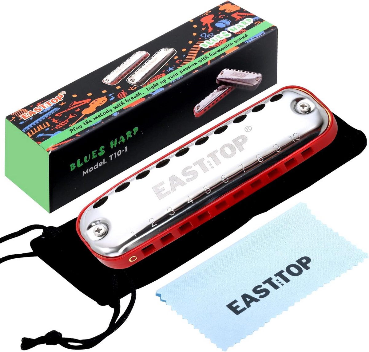 Diatonische Mondharmonica in C voor Beginners en Kinderen - 10 Gaten