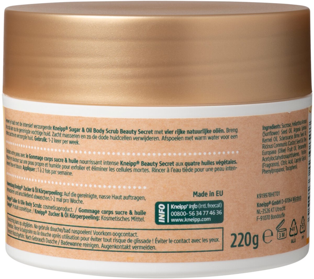 4x Kneipp Sugar & Oil Scrub Beauty Secret 220 gr