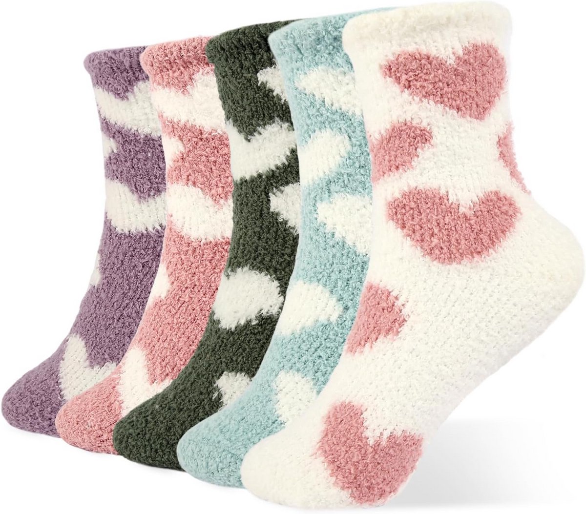 5 Paar Warme Coral Fleece Knuffelsokken Dames - Zachte Huissokken Slaapsokken Winter Kerstcadeau