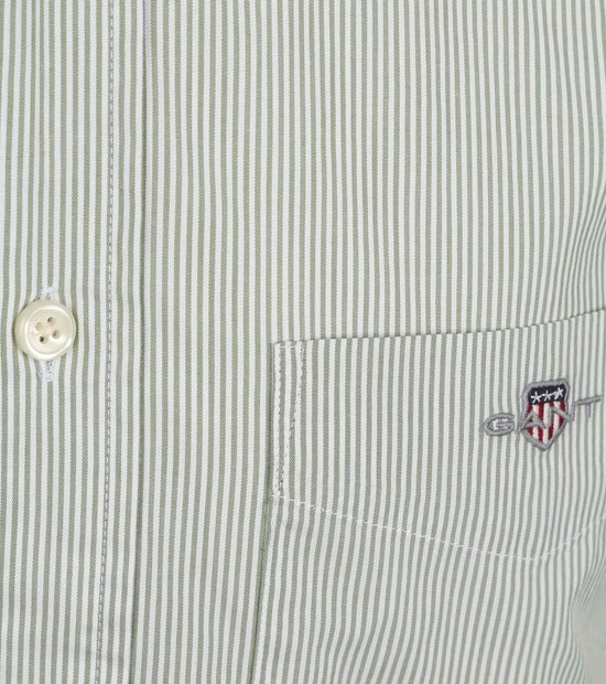 Chemise banquier en popeline Gant à rayures vertes - Taille M - Homme - Chemises décontractées