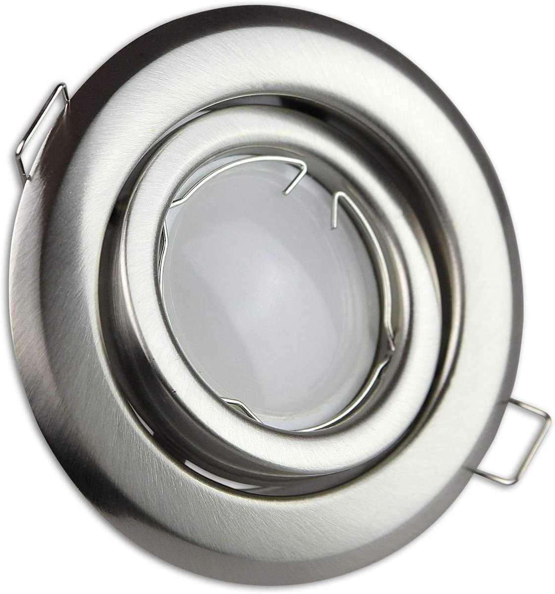 Set van 6 Zilveren Ronde Kantelbare Inbouwspots - Supervlakke Montageframes voor GU10/MR16