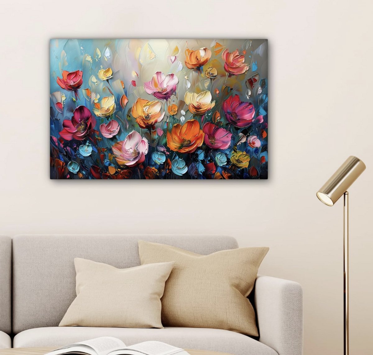 Canvas Schilderij Klaprozen – Botanische Bloemen Wanddecoratie 60x40 cm – Moderne Wandkunst voor Woonkamer en Slaapkamer